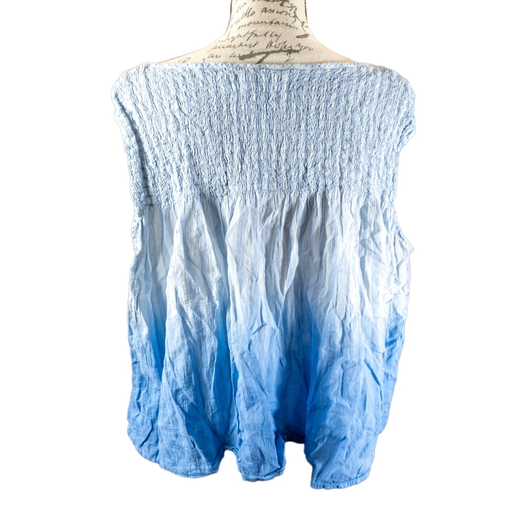 Free People Little Bit of Something Ombre Button Blouse Blue -M - Picture 5 of 6